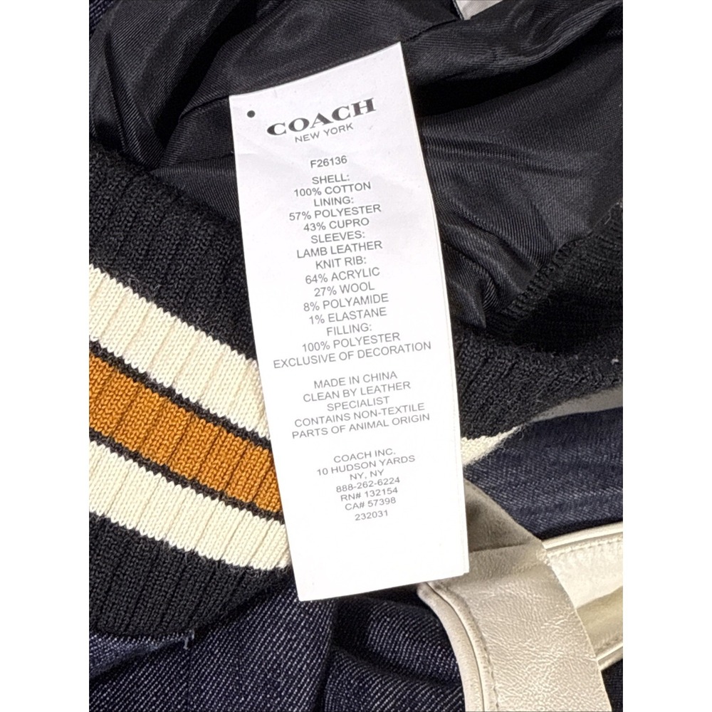 Coach Denim Varsity Jacket Womens Small Dark Wash‎ Blue Embroidered Cutesy Girly - Picture 12 of 14